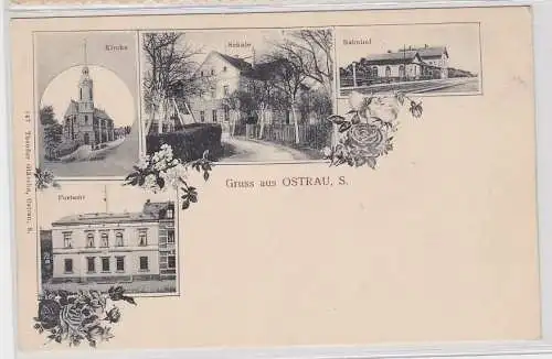 70879 Mehrbild Ak Gruß aus Ostrau in Sachsen Bahnhof usw. um 1910
