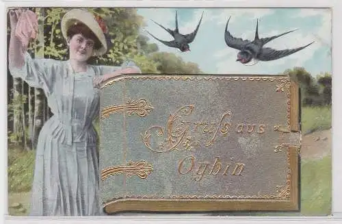 62367 Leporello Ak Gruß aus Oybin 1909