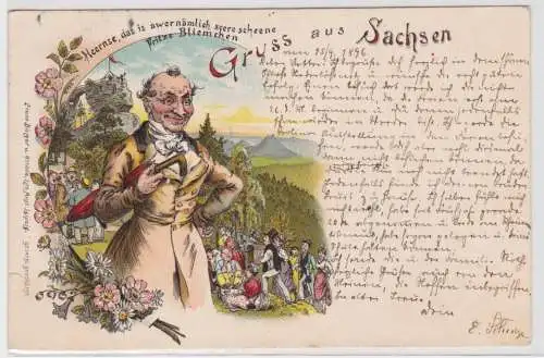 36890 Künstler Ak Gruss aus Sachsen - sächs. Schweiz, Fritze Bliemchen 1896