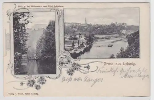 87452 Mehrbild Ak Gruß aus Leisnig Blick nach Hotel Belvedere 1909