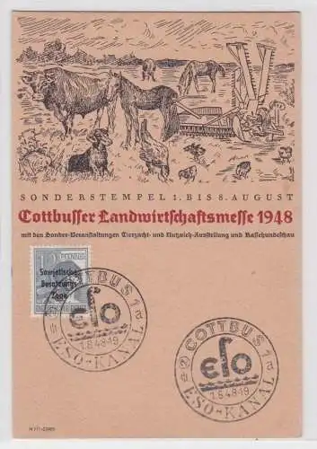90188 Karte Cottbusser Landwirtschaftsmesse 1948 mit Sonderstempel