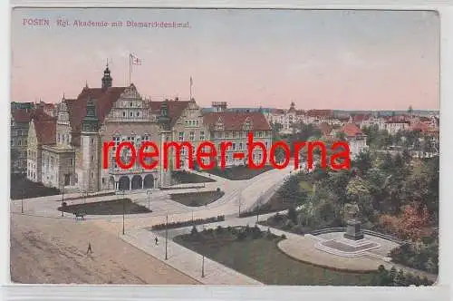 78521 Feldpost Ak Posen königliche Akademie mit Bismarckdenkmal 1915