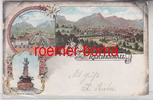 70834 Ak Lithographie Gruß aus Reichenhall Kurhaus Achselmannstein usw. 1898