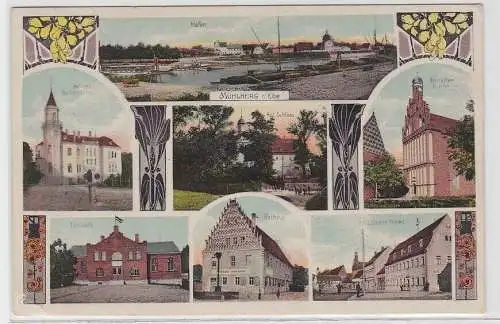 93642 AK Mühlberg /Elbe - Hafen, Schloss, Kirche, Turnhalle, Markt & Rathaus
