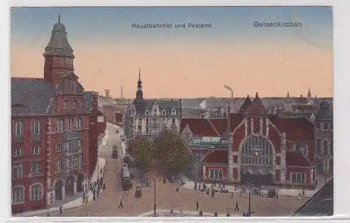 78005 AK Hauptbahnhof und Postamt Gelsenkirchen 1923