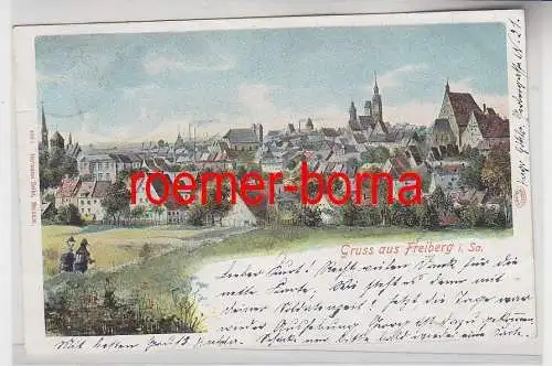 78085 Ak Gruss aus Freiberg i.Sa. 1904