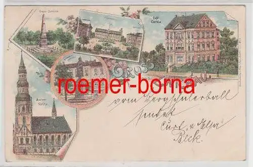 77308 Ak Lithographie Gruß aus Zwickau Café Carola usw. 1899