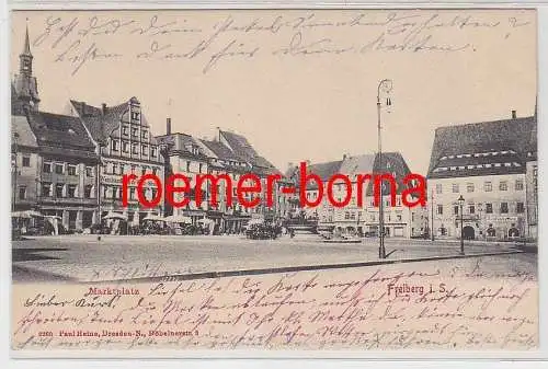 77513 Ak Freiberg in Sachsen Marktplatz mit Weinhandlung 1902