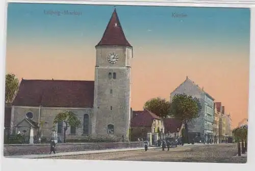 14258 Ak Leipzig-Mockau Kirche Straßenansicht um 1920