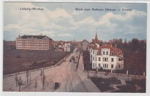 18409 Ak Leipzig-Mockau Blick vom Rathaus auf Schule und Villen um 1920