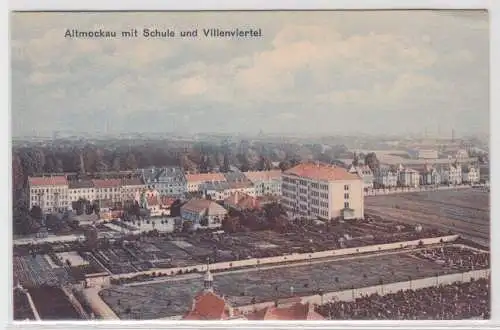 58645 Ak Altmockau mit Schule und Villenviertel Leipzig um 1920