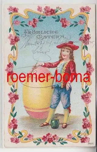 76636 Ak mit Jugendstilmotiv: Fröhliche Ostern. Maler bemalt ein Ei 1911