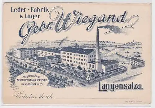 90152 Reklame AK Leder-Fabrik & Lager Gebr. Wiegand Langensalza um 1910