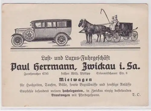 76956 Reklame AK Last und Luxus Fuhrgeschäft Paul Herrmann Zwickau in Sachsen