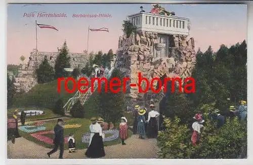 73148 Ak Park Herrenhaide bei Burgstädt Barbarossa-Höhle 1914