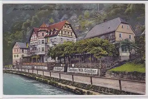 82494 AK Herrnskretschen - Hôtel Günther und Schlögel's Gasthaus um 1910