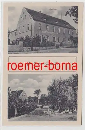 76686 Mehrbild Ak Gruß aus Gaunitz Gasthof und Dorfstraße um 1930