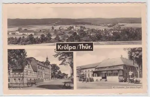 46571 Mehrbild Ak Krölpa in Thüringen Bahnhofstrasse, HO Gaststätte 1960