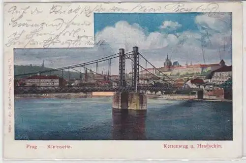 95105 Ak Prag Kleinseite Kettensteg und Hradschin 1902