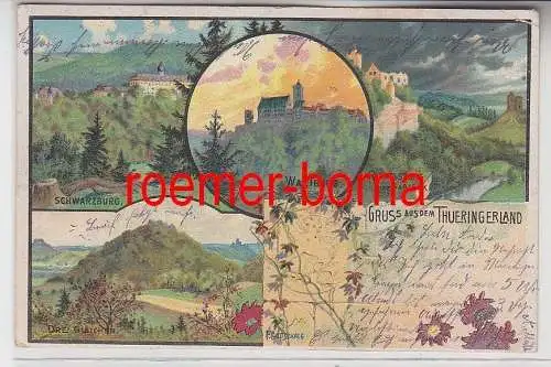 75415 Ak Lithografie Gruss aus dem Thüringer Land: Burgen 1914
