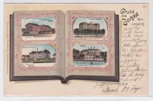 30209 Ak Lithographie Gruß aus Borna Postkartenalbum mit Ortsansichten 1902
