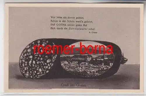 74484 Blutwurst Ak Gruß aus Gotha Totalansicht um 1940