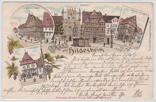 77221 Ak Lithographie Gruß aus Hildesheim Domschenke usw. 1898