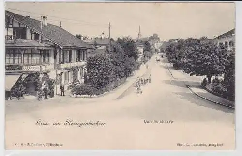 76046 AK Gruss aus Herzogenbuchsee - Bahnhofstrasse, Straßenansicht um 1900