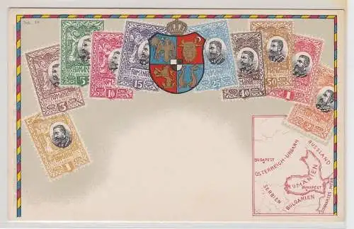 56937 Briefmarken Ak mit Briefmarken von Rumänien um 1910