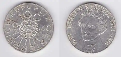 100 Schilling Silber Münze Österreich Johann Nestroy 1976 (155857)