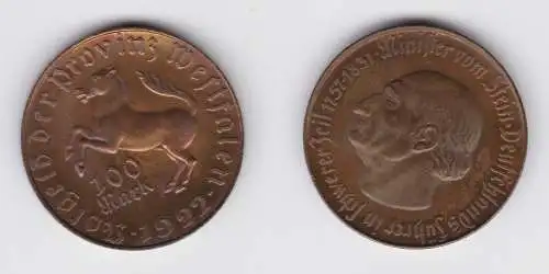 100 Mark Notgeld der Provinz Westfalen 1922 Jäger N 14 vz+  (156290)