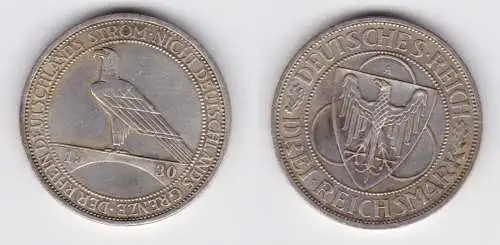 3 Mark Silbermünze Der Rhein 1930 A vz (155906)