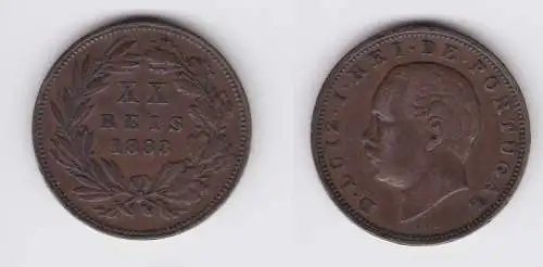 20 Reis Kupfer Münze Portugal 1883 ss+ (155561)
