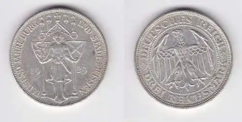 Silber Münze 3 Mark 1000 Jahre Stadt Meißen 1929 E ss+ (155902)