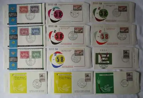12x Belege Ersttagsbriefe FDC Cover belgisch Kongo + Belgien 1958 (906856)