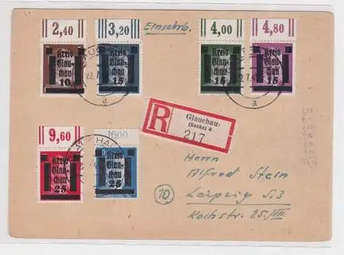 906524 Brief Einschreiben Lokalausgabe Glauchau 1945 Mi 1 + 3-5 + 7 + 10