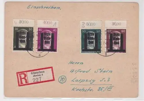 906525 Brief Einschreiben Lokalausgabe Glauchau 1945 Mi 14-17 Wert 830 EUR