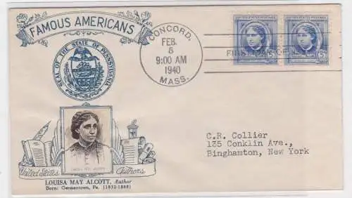 906493 Ersttagsbrief USA Famous Americans Louisa May Alcott 1940 US FDC Cover