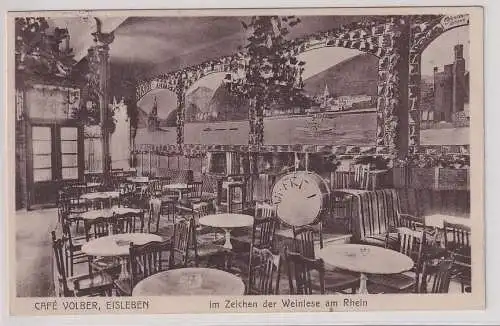 906715 Ak Eisleben Café Volber im Zeichen der Weinlese am Rhein 1929