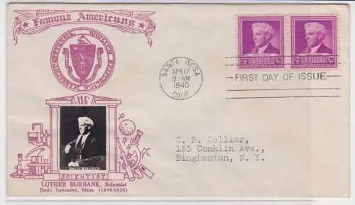 906490 Ersttagsbrief USA Famous Americans Luther Burbank 1940 US FDC Cover