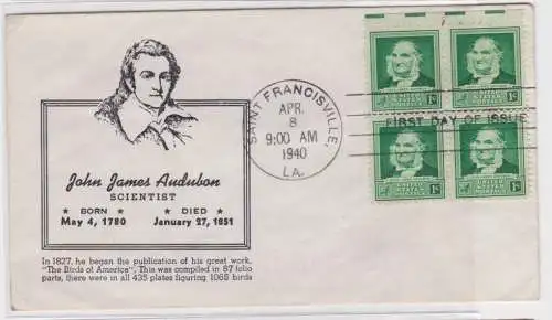 906488 Ersttagsbrief USA Famous Americans John James Audubon 1940 US FDC Cover