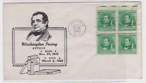 906496 Ersttagsbrief USA Famous Americans Washington Irving 1940 US FDC Cover