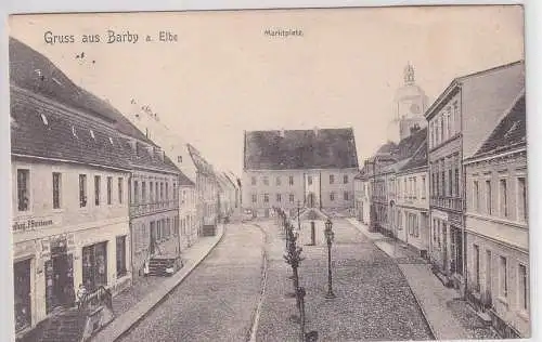 907902 Ak Gruß aus Barby an der Elbe Marktplatz 1909