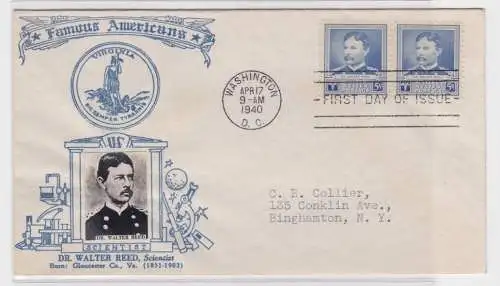 906491 Ersttagsbrief USA Famous Americans Dr. Walter Reed 1940 US FDC Cover