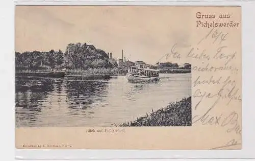 33843 Ak Gruss aus Pichelswerder - Blick auf Pichelsdorf 1902