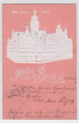 907054 geprägte Ak Gruss aus Leipzig - Neues Rathaus 1900