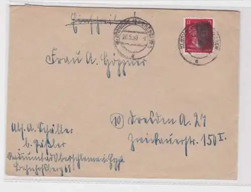 907317 Brief SBZ Bundesland Sachsen Schwärzung 1945 RPD Chemnitz Oberschlema