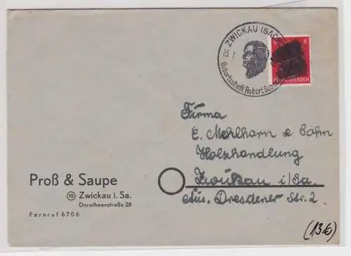 907194 Brief SBZ Bundesland Sachsen Schwärzung 1945 RPD Chemnitz Zwickau