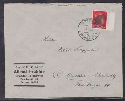 907078 Brief SBZ Bundesland Sachsen Schwärzung 1945 OPD Dresden AP 786 II