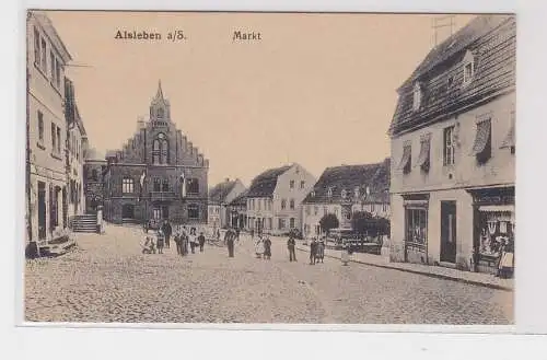 906680 Ak Alsleben an der Saale - Partie am Markt um 1915